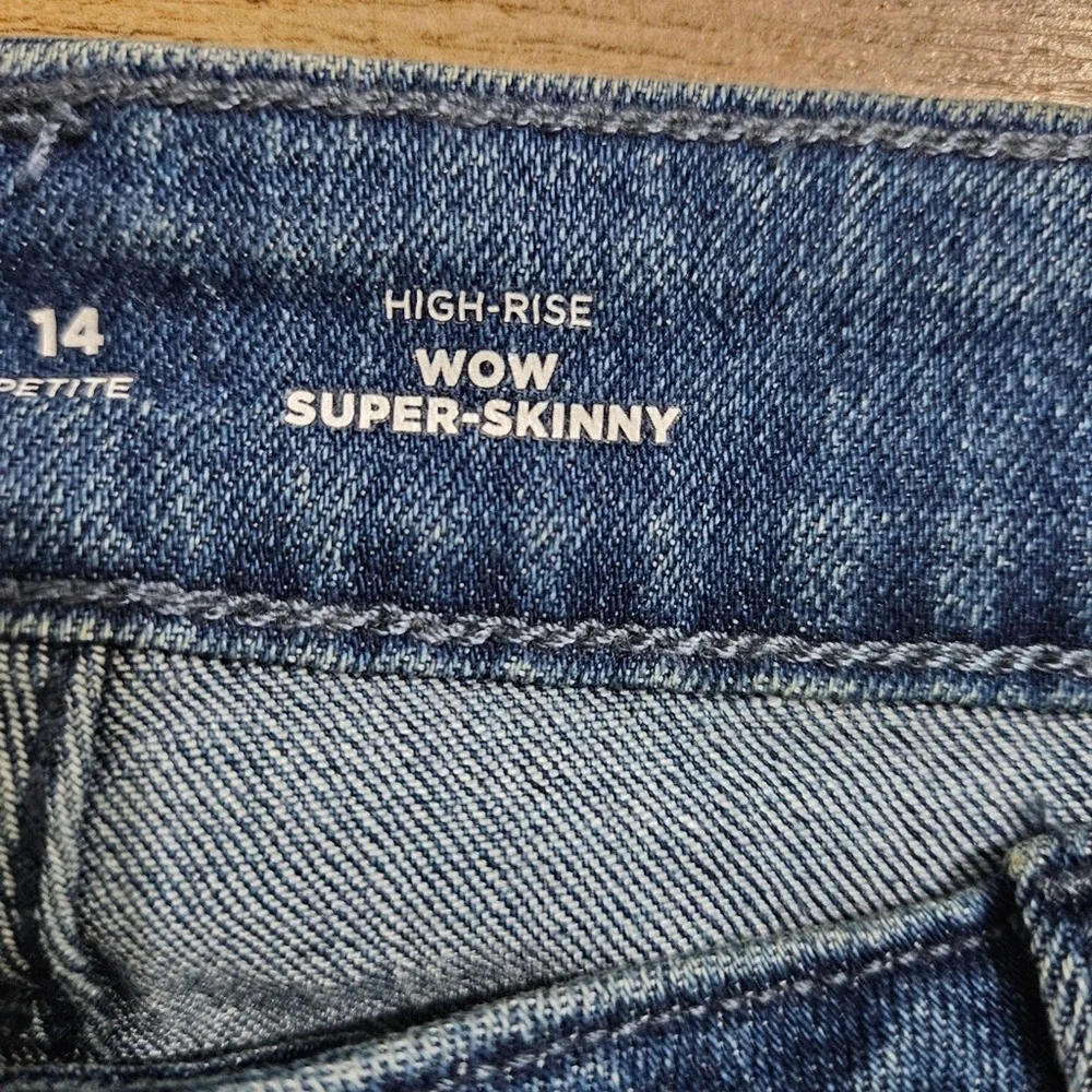 Old Navy Wow Super-Skinny High-Rise Jeans Womens 14 Petite Blue Medium‎ Wash NEW